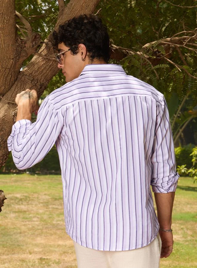 The Souled Store  Men Striped Spread Collar Casual Shirt for Men | Best Price UAE