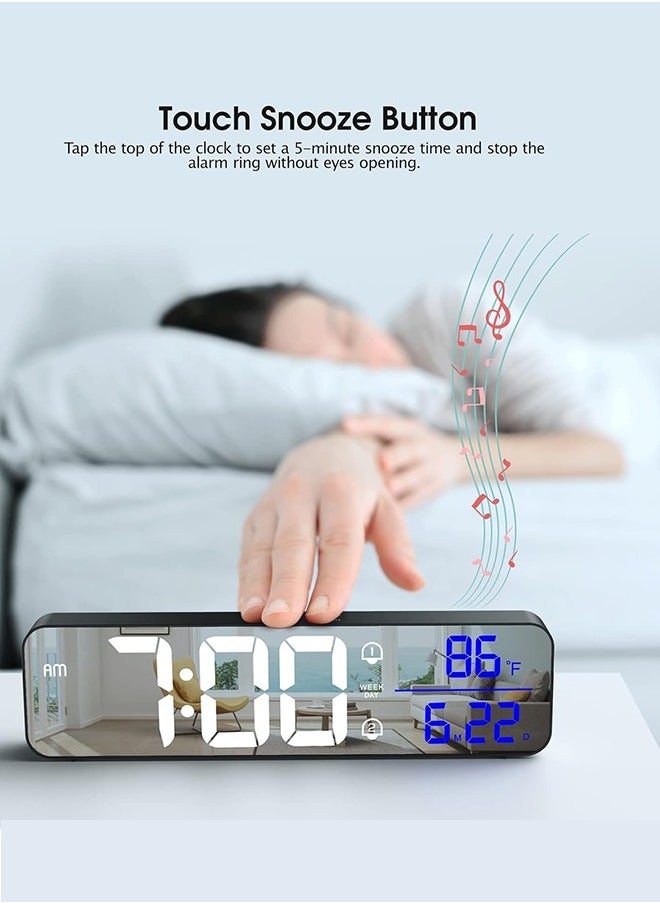joyzzz - Digital Clock for Bedrooms, Plug-in Digital Alarm Clock, Day Calendar Clock, Chargable, Snooze Mode, Custom Brightness, Loud Alarm Clock Radio(black) - Image 1