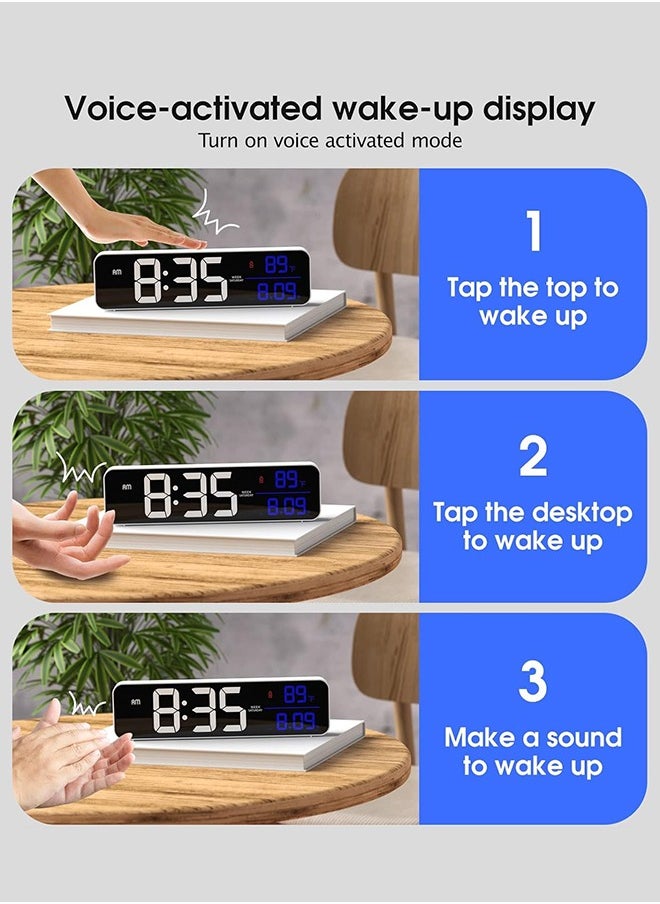joyzzz - Digital Clock for Bedrooms, Plug-in Digital Alarm Clock, Day Calendar Clock, Chargable, Snooze Mode, Custom Brightness, Loud Alarm Clock Radio(black) - Image 1