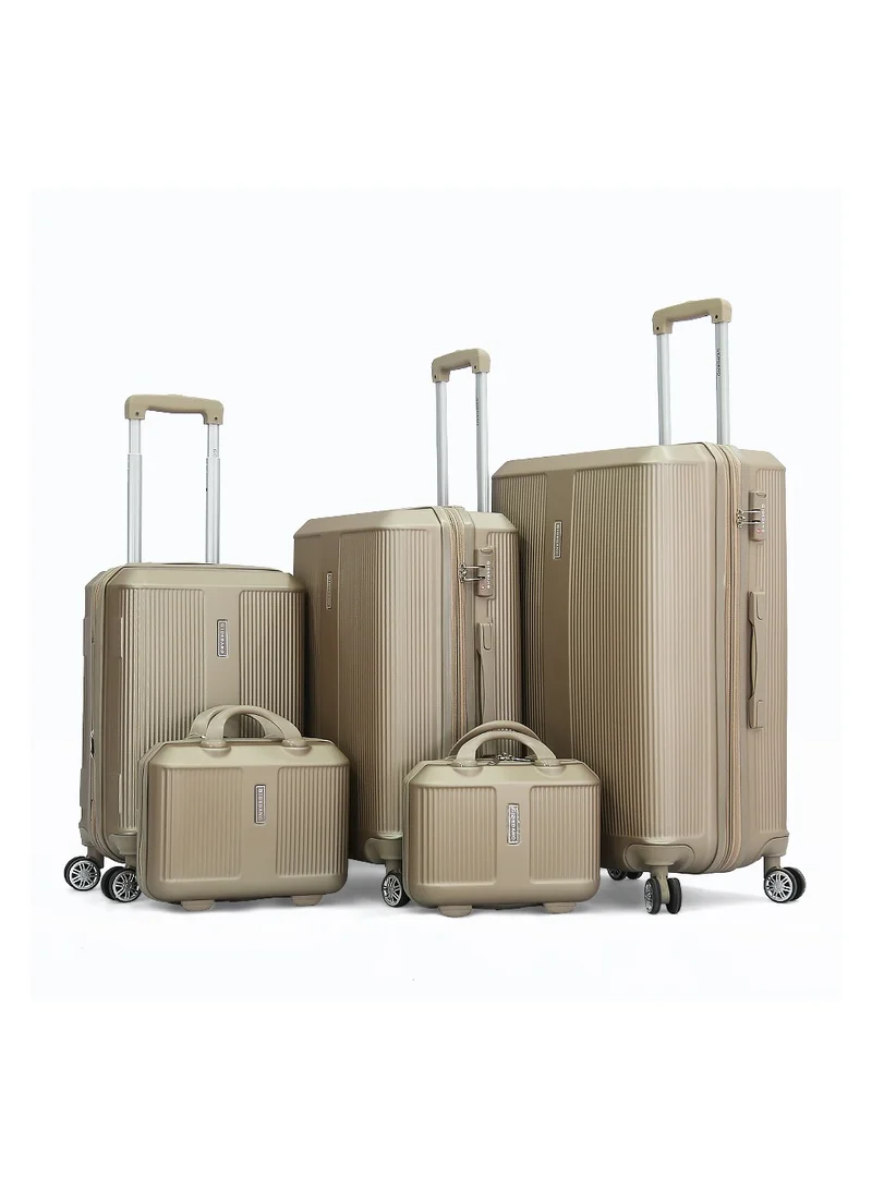 GIORDANO Giordano Hardside Luggage Trolley Bag 5 Pieces set,Champagne (BC-12&14,S-20,M-24,L-28 Inch)