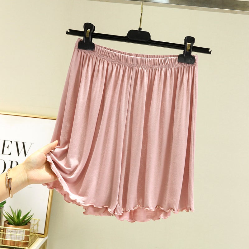 Womens Summer Waist Drawstring Large Size Outer Wear Beach Pants Loose Flying Edge Shorts Chubby Girl Large Size Modal Casual Shorts Lotus root starch 