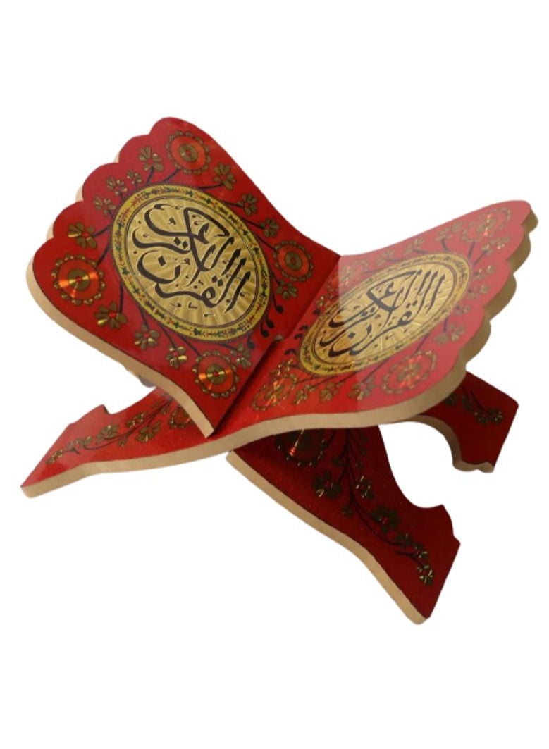 Red Wooden Quran Holder - Image 1