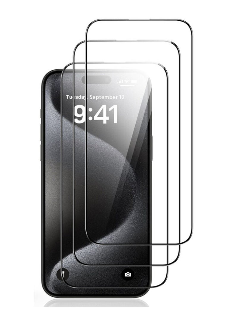 DIGI CORE iPhone 15 Plus Screen Protector 3 Pack 6.7 Inch 2.5D Curved Edges With iPhone 15 Plus Camera Lens Protector And Anti-Scratch iPhone Back PVC Clear Sheet Set (Green, iPhone 15 Plus) - Image 3