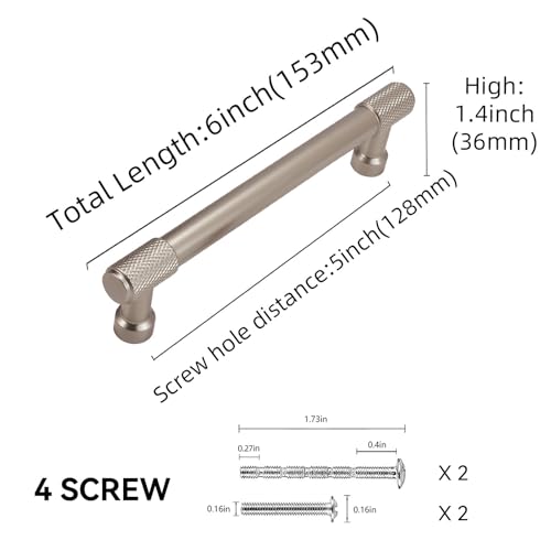 POVEFONK 10 Pack 5 inch Champagne Bronze Kitchen Cabinet Handles Knurled Cabinet Pulls Gold Drawer Pulls Kitchen Cabinet Hardware Dresser Handles - Image 3
