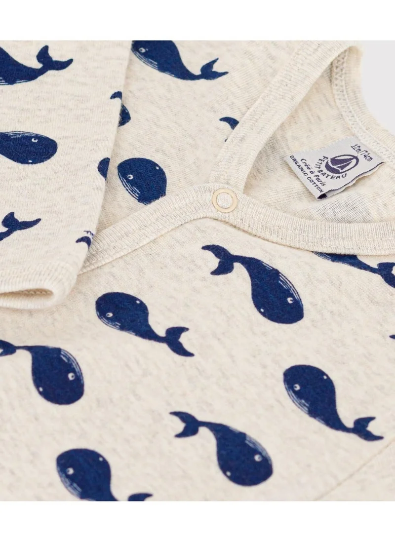 بيتي باتو Navy Whale Patterned Footless Cotton Pyjamas