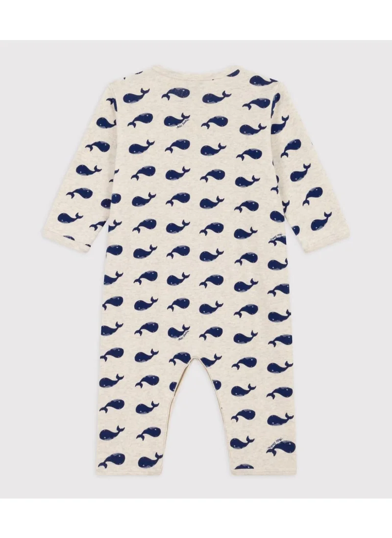 Petit Bateau Navy Whale Patterned Footless Cotton Pyjamas