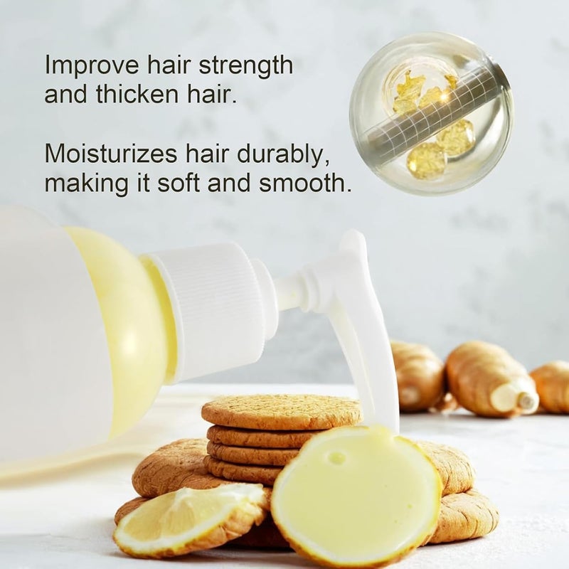 Widely used design Turmeric & Collagen Shampoo, Natural Ginger Scalp Care Anti-Dandruff Shampoo, Moisturizing Thickening Hair Wash for All Hair Types, Deep Cleanse, Volumize and Strengthen 200ml User tested optimized build - Image 4