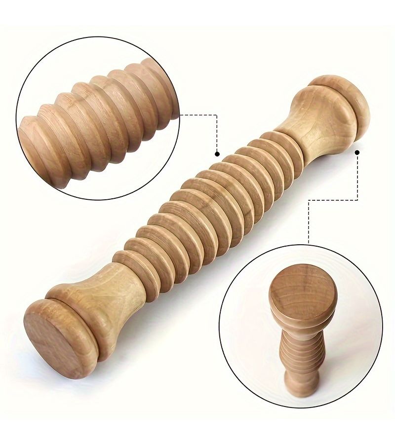 1pc Wooden Foot Roller Massager Reflexology Soothing Relaxation Tool Formaldehyde Free Battery Free Operation Foot Massage Stick - Image 4