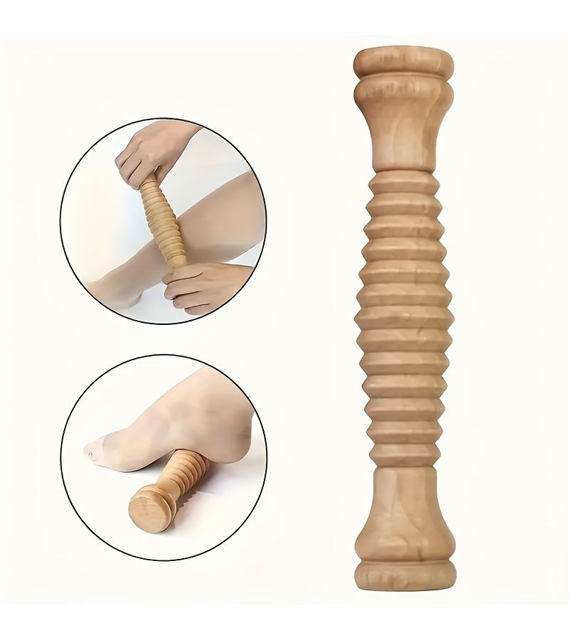 1pc Wooden Foot Roller Massager Reflexology Soothing Relaxation Tool Formaldehyde Free Battery Free Operation Foot Massage Stick - Image 3