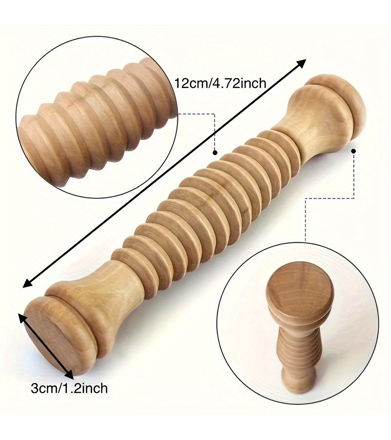 1pc Wooden Foot Roller Massager Reflexology Soothing Relaxation Tool Formaldehyde Free Battery Free Operation Foot Massage Stick - Image 2