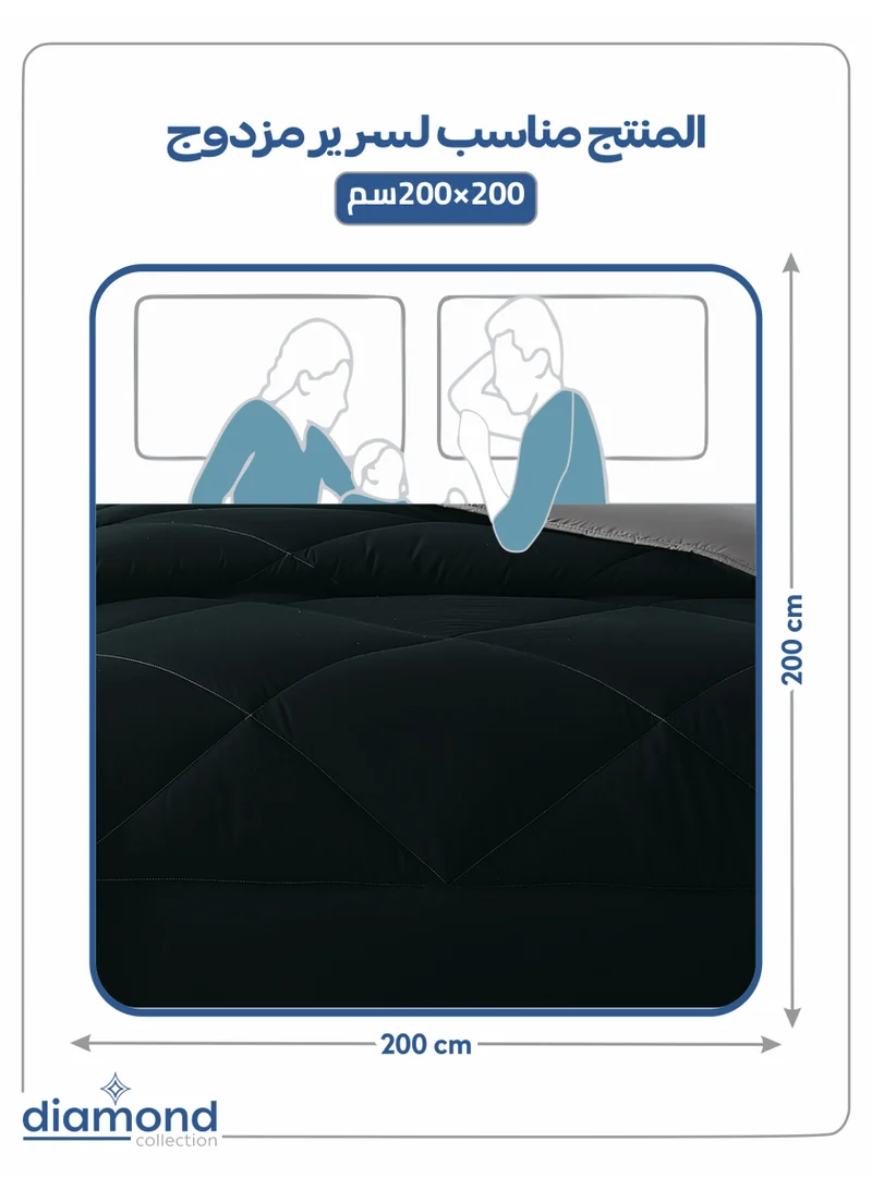 Donetella Bedding Comforter Set, King Size Fits 200x200 cm - 6-Pcs Solid Quilted Bed Set, Microfiber Fabric - 1 Comforter, 1 Fitted Sheet, 2 Pillow Shams, 2 Pillowcases