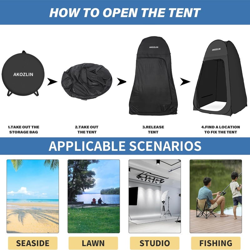 AKOZLIN Portable Pop Up Shower Privacy Shelters Instant Tent Dressing Changing Outdoor Camping Toilet Tent - Image 4