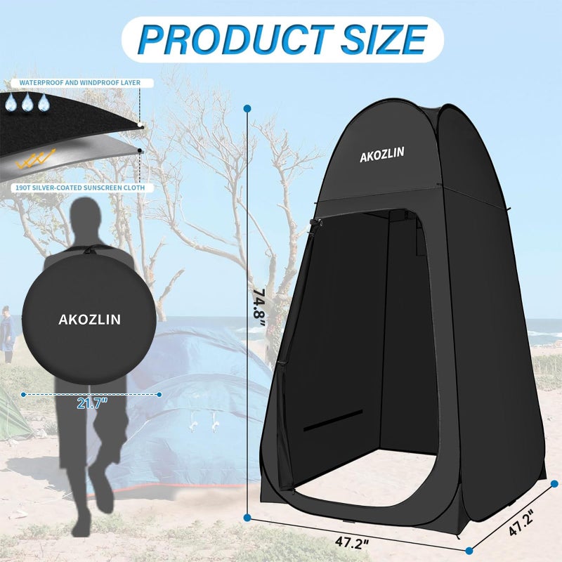 AKOZLIN Portable Pop Up Shower Privacy Shelters Instant Tent Dressing Changing Outdoor Camping Toilet Tent - Image 2