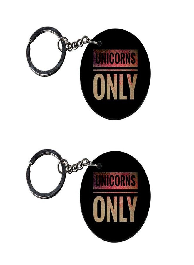 Anuman007 | unicorn keychain below 200 soft | keychain for swift Printed Wooden Keychains | Circle Shape Set of 2 keyrings 2x2 inch - Image 1