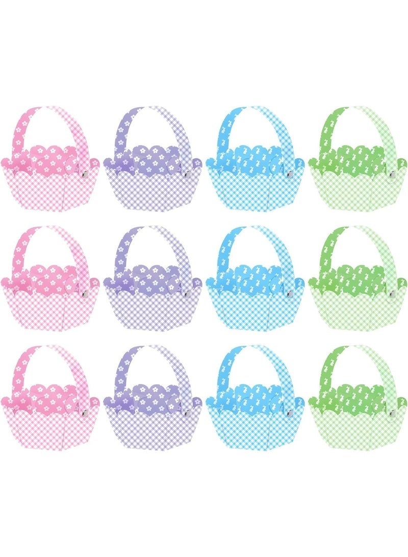 12 Pcs Paper Easter Baskets with Handle, DIY Easter Craft Baskets for Kids - Party Favors & Gift Boxes (Multi-color) - Image 3