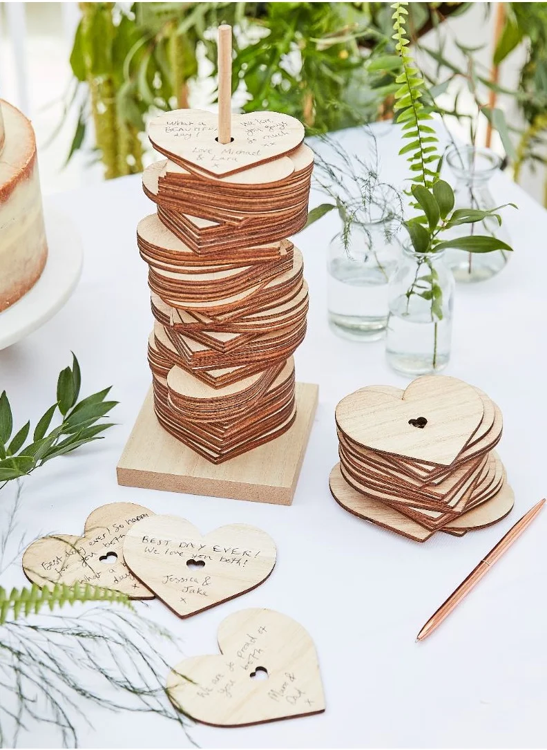 Ginger Ray Wooden Stacking Heart Guest Book