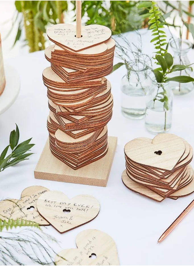 Ginger Ray Wooden Stacking Heart Guest Book