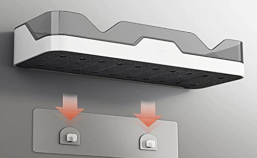 XEREBIAN Self Adhesive Bathroom Shelves Series Wall Organizer Plastic Storage Shelf Simple Style Shower Organizer Rack Bathroom Storage Holder (Notch Shelf) - Image 5