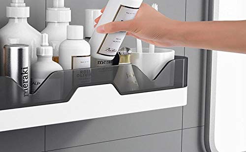 XEREBIAN Self Adhesive Bathroom Shelves Series Wall Organizer Plastic Storage Shelf Simple Style Shower Organizer Rack Bathroom Storage Holder (Notch Shelf) - Image 2
