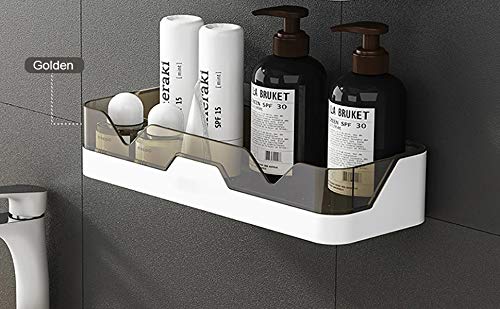 XEREBIAN Self Adhesive Bathroom Shelves Series Wall Organizer Plastic Storage Shelf Simple Style Shower Organizer Rack Bathroom Storage Holder (Notch Shelf) - Image 3