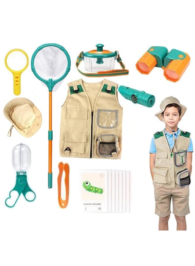المنزل الذكي هوم سمارت طقم ملابس فاخر على طراز السفاري يتضمن سترة وقبعة وإكسسوارات أخرى، مثالي لألعاب الأطفال في الهواء الطلق، هدية رائعة في مناسبات الأطفال (مجموعة مكونة من 10 قطع) - Image 1