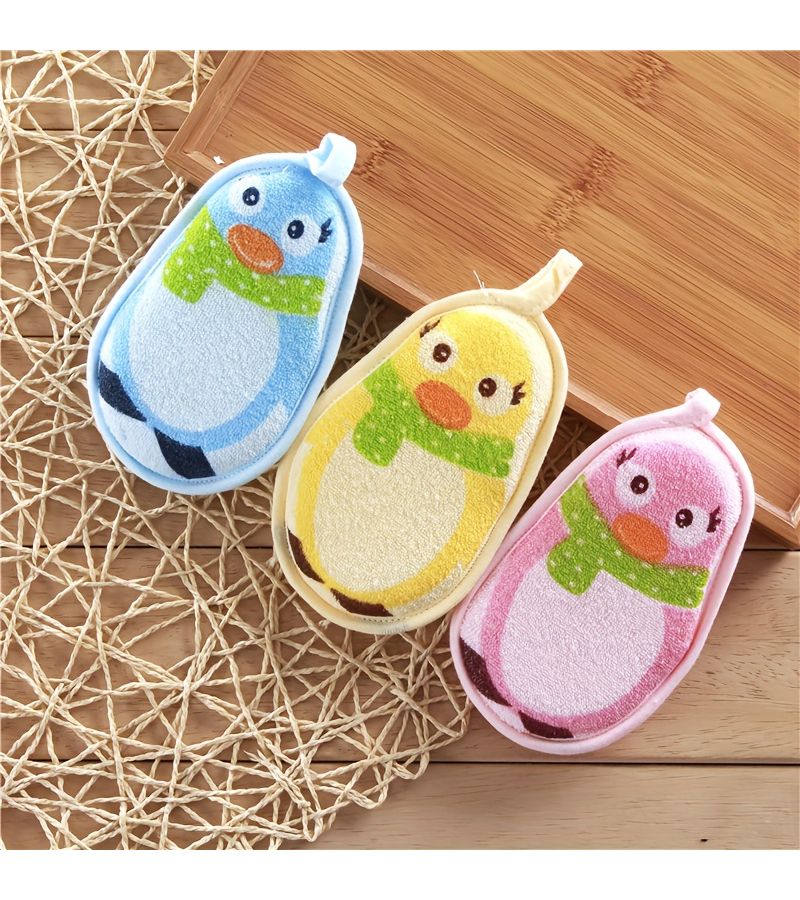 Pink Fish Shape Sponge Scrubber Bath Towel Body Wash Cloth - Image 1