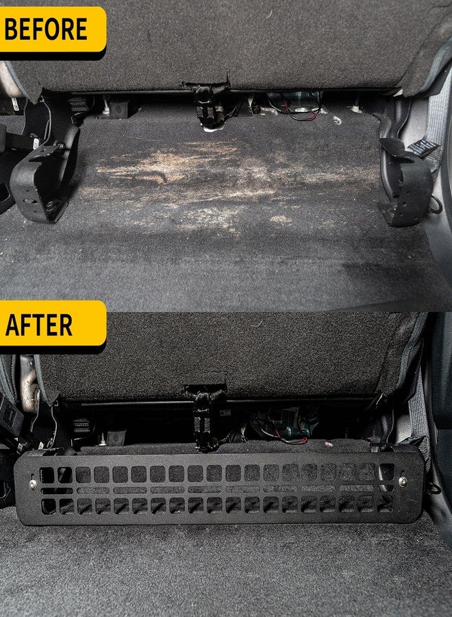 Maxzina Ford F150 2015+/Raptor 2015+/Super Duty 2017+ Under Seat Molle Panel Second Row Storage Panel Black Carbon Steel Caddy - Image 3