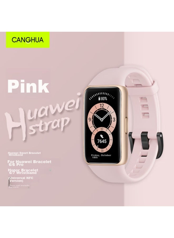 Canghua متوافق مع Huawei Band 6 Pro Strap، Huawei Band 6 Honor Band 6/7 Strap، سوار سيليكون رياضي قابل للاستبدال، بأسعار معقولة، قابل للتنفس، لطيف على البشرة، مقاوم للماء، مقاوم للأوساح - Image 1