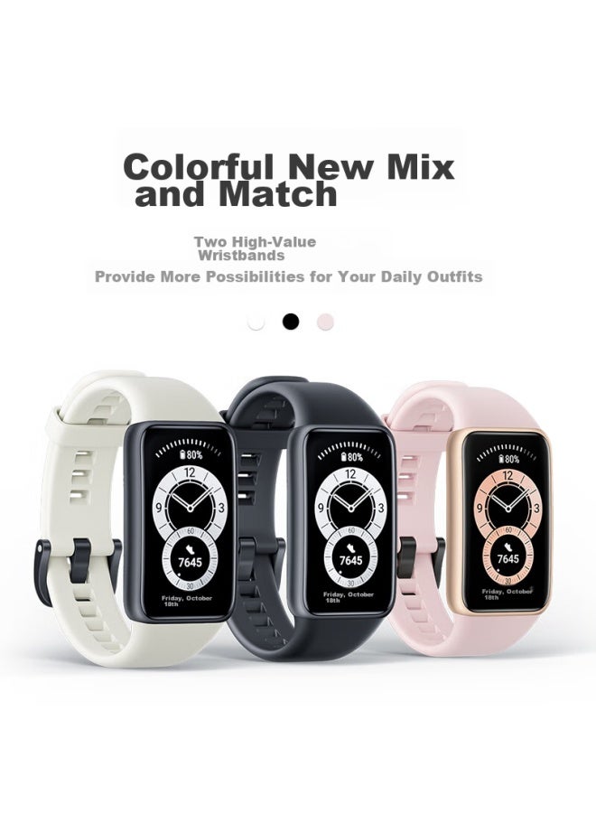 Canghua متوافق مع Huawei Band 6 Pro Strap، Huawei Band 6 Honor Band 6/7 Strap، سوار سيليكون رياضي قابل للاستبدال، بأسعار معقولة، قابل للتنفس، لطيف على البشرة، مقاوم للماء، مقاوم للأوساح - Image 3