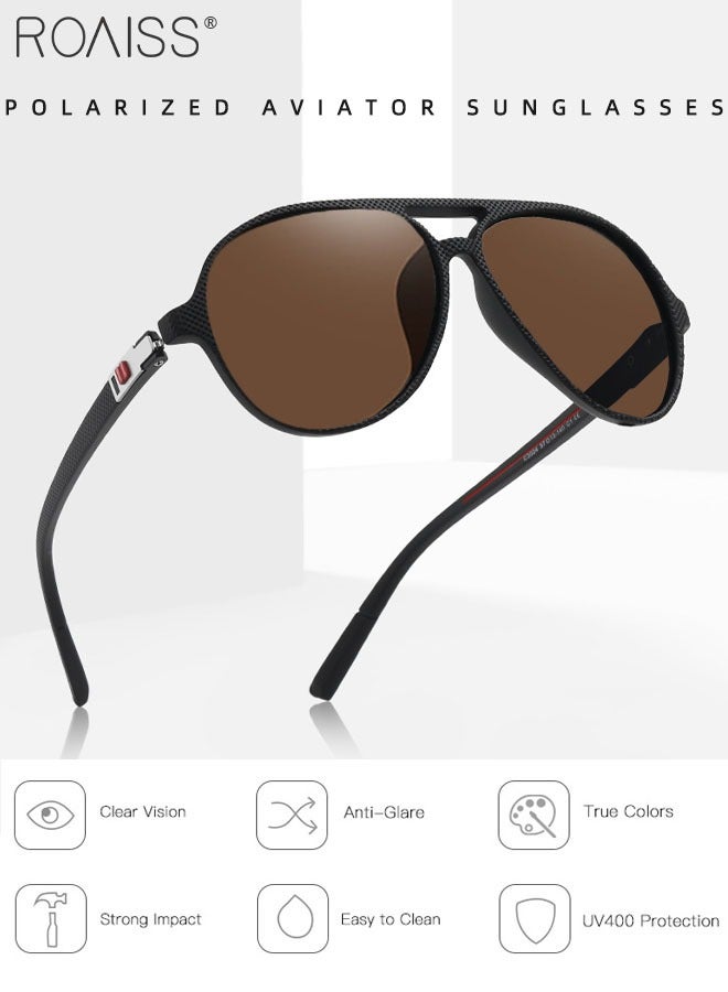 رويس نظارة أفياتور شمسية مستقطبة للرجال، نظارة الشمس الواقية من الأشعة فوق البنفسجية 400 مع معابد TR90 مرنة، ظلال شمس مضادة للوهج عصرية مناسبة للقيادة وصيد الأسماك والسفر، 57 مم - Image 3