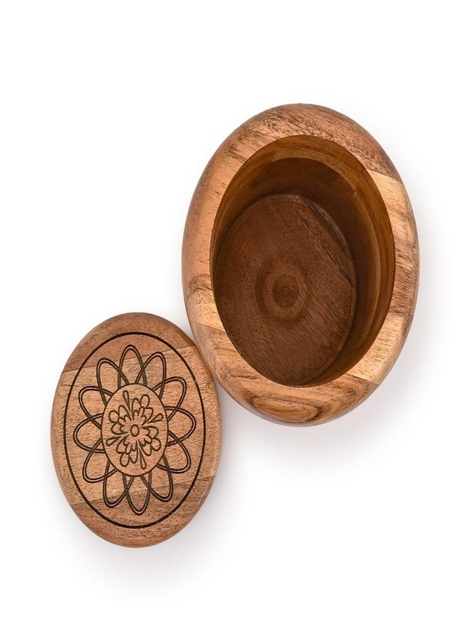 Kimona Food Jars & Canisters Acacia Wood round wooden storage jar with Lid for Keeping Cookies Pantry, Tea, Sugar, Coffee. (4.5" x 4.5" x 6") - Image 3