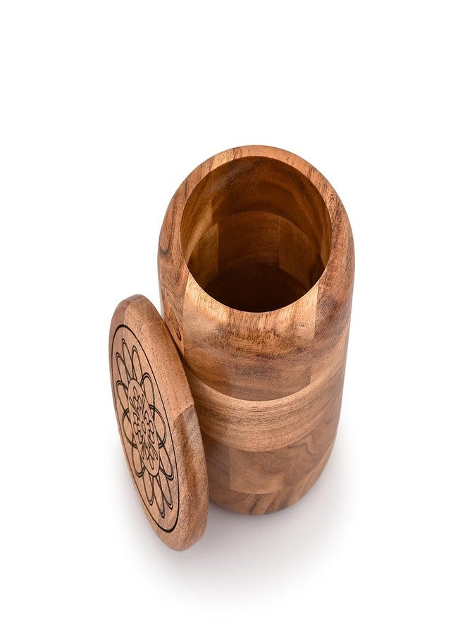 Kimona Food Jars & Canisters Acacia Wood round wooden storage jar with Lid for Keeping Cookies Pantry, Tea, Sugar, Coffee. (4.5" x 4.5" x 6") - Image 4