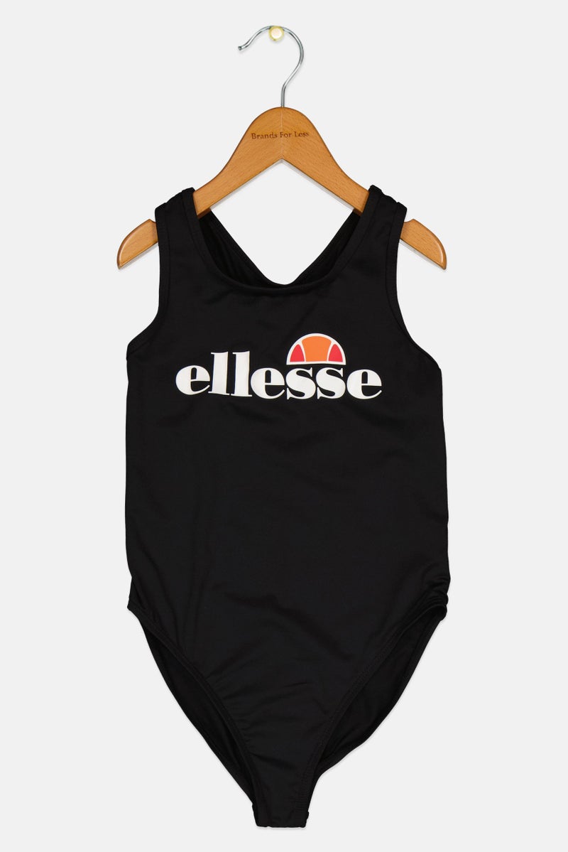 Ellesse Kids Girl Brand Logo One Piece Swimsuits, Black - Image 1