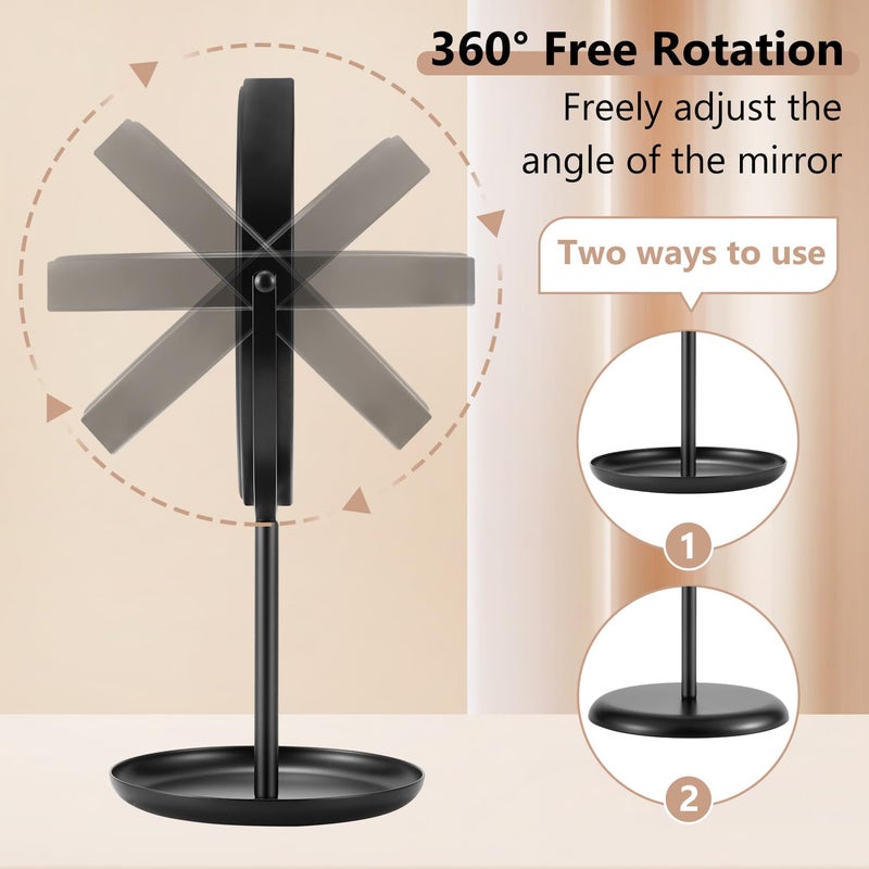 DECLUTTR 15X Magnifying Makeup Mirror, 9 Inch Tabletop Mirror on Stand, Large Double Sided Vanity Mirror for Desk, Black - Image 3