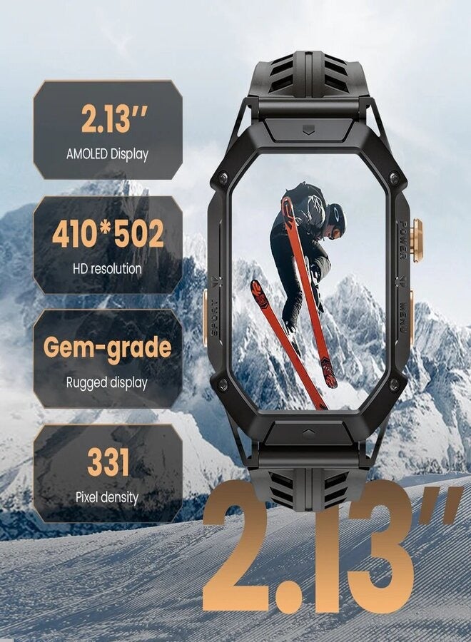 هايلو ساعة ذكية Iron N1، ساعة رياضية بشاشة AMOLED HD بحجم 2.13 بوصة، بطارية بسعة 850 مللي أمبير تدوم حتى 100 يوم، مقاومة للماء حتى 5ATM، أكثر من 100 وضع رياضي، مراقبة صحية شاملة، GPS مدمج وإشعارات الهاتف - - Image 4