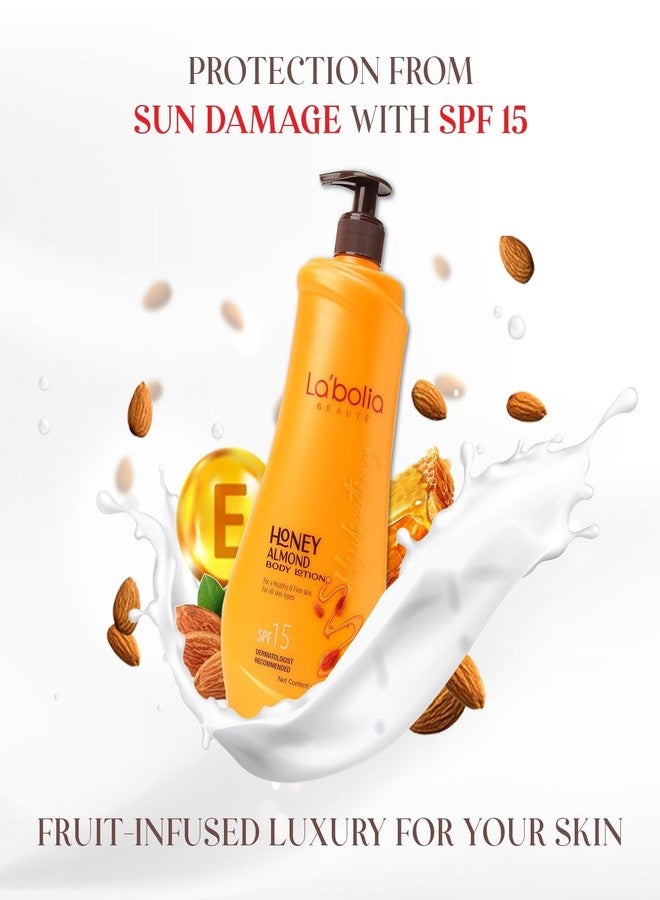 Labolia La'bolia Honey Almond Body Lotion, SPF 15, All Skin Types, Dermatologist Recommended, Each Of 300ml (pack of 2) 600g - Image 4