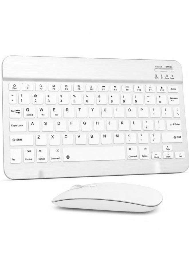 ELTRAZONE Wireless Bluetooth Keyboard & Mouse Combo – Ultra-Slim Rechargeable Silent Typing Set for Android, Windows, Tablets & Phones – Compact Portable Keyboard and Mouse – White - Image 1