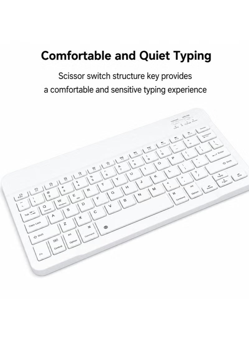 ELTRAZONE Wireless Bluetooth Keyboard & Mouse Combo – Ultra-Slim Rechargeable Silent Typing Set for Android, Windows, Tablets & Phones – Compact Portable Keyboard and Mouse – White - Image 4