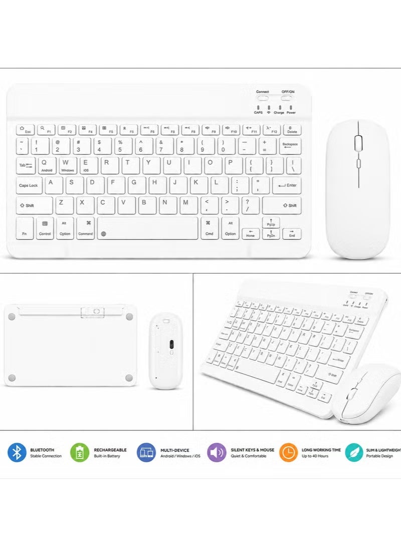 ELTRAZONE Wireless Bluetooth Keyboard & Mouse Combo – Ultra-Slim Rechargeable Silent Typing Set for Android, Windows, Tablets & Phones – Compact Portable Keyboard and Mouse – White - Image 2
