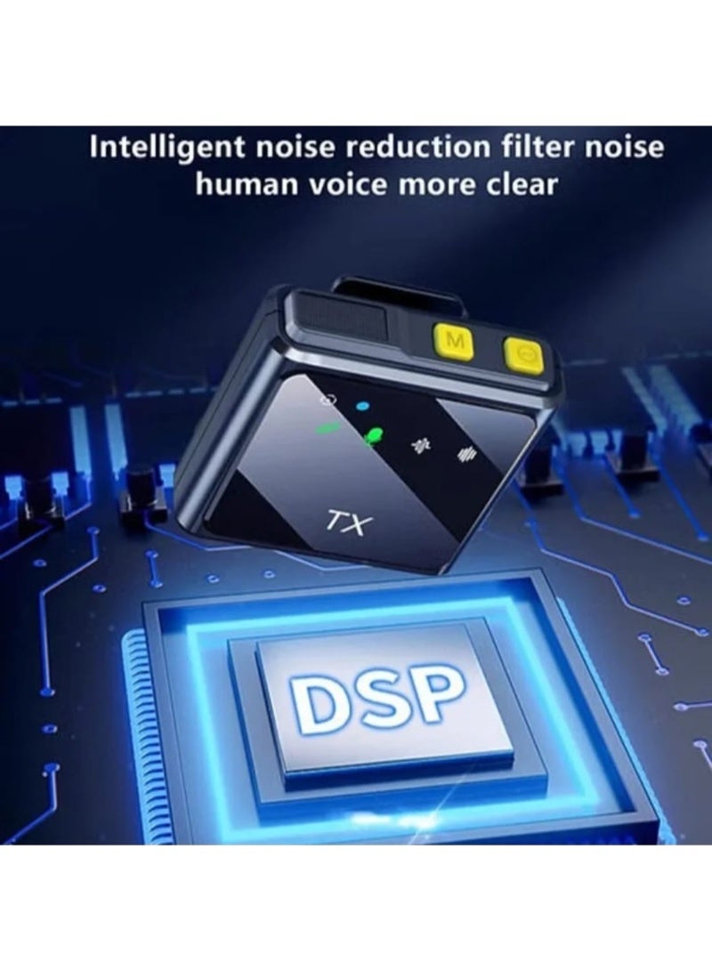 إيجيل ميكروفون لاسلكي F15-2 مكثف صغير الحجم، مزود بخاصية إلغاء الضوضاء، وإضاءة LED، وموصل معدني من النوع C، وميكروفون مزدوج. - Image 5