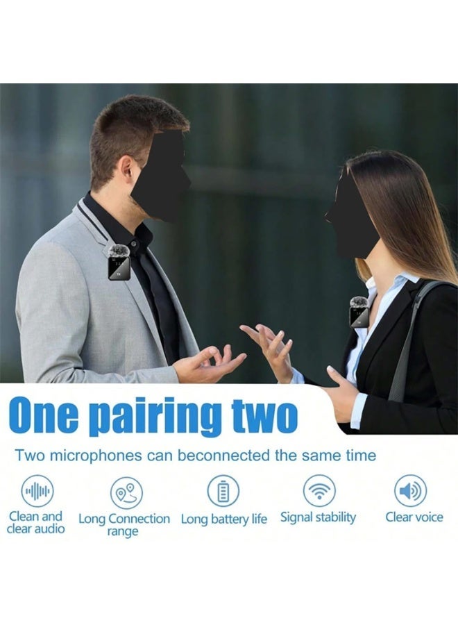 إيجيل ميكروفون لاسلكي F15-2 مكثف صغير الحجم، مزود بخاصية إلغاء الضوضاء، وإضاءة LED، وموصل معدني من النوع C، وميكروفون مزدوج. - Image 4