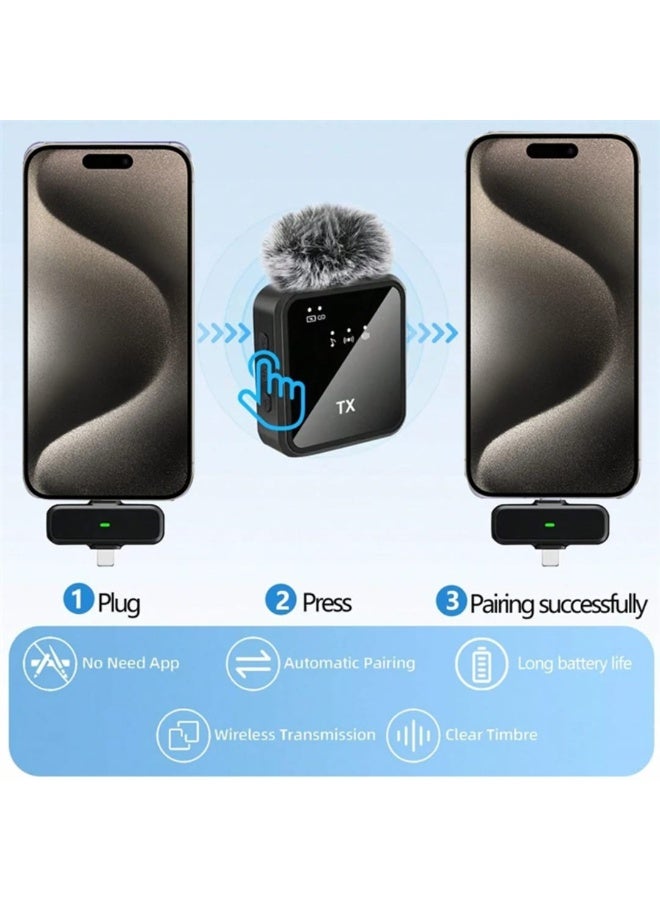 إيجيل ميكروفون لاسلكي F15-2 مكثف صغير الحجم، مزود بخاصية إلغاء الضوضاء، وإضاءة LED، وموصل معدني من النوع C، وميكروفون مزدوج. - Image 3