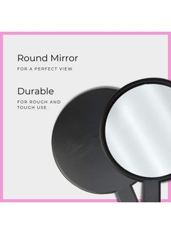 Scarlet Line Scarlet Line Professional Series Round Shape Rubber One Sided Large Hand Makeup Mirror With Anti Slip Rubber Grip Handle For Salon, Women N Men_Pink  - Image 3