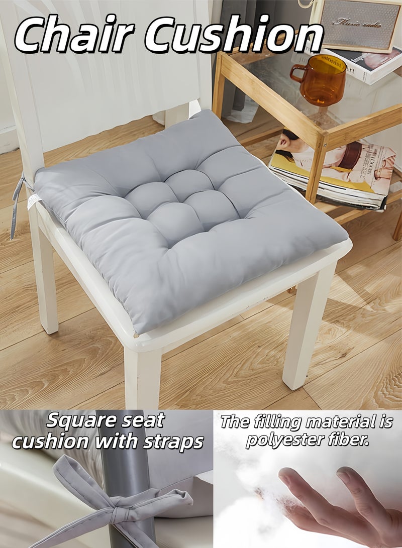 XiuWoo Thicken Chair Cushion, Solid Chair Seat Cushion Chair Pad Pillow Seat Soft Tatami Floor Cushion,Chair Pads Seat Cushion with Ties Square Floor,for Yoga Meditation Living Room Balcony Office Outdoor Meditation Cushion Reading Cushion Pad(Gray) - Image 1