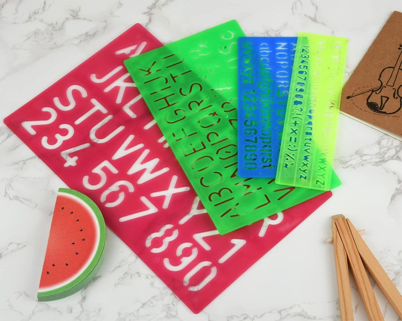 DS.DISTINCTIVE STYLE DS. DISTINCTIVE STYLE Alphabet Stencils Set of 4 Plastic Letter Stencil Assorted Sizes Number Ruler for Learning, Painting, Scrapbooking - Image 3