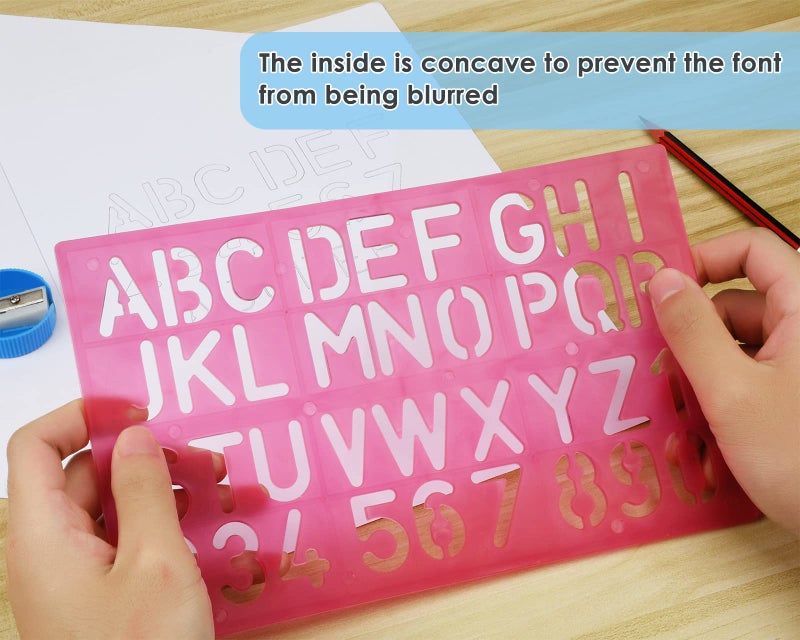DS.DISTINCTIVE STYLE DS. DISTINCTIVE STYLE Alphabet Stencils Set of 4 Plastic Letter Stencil Assorted Sizes Number Ruler for Learning, Painting, Scrapbooking - Image 5