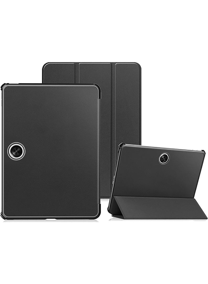 Theodor جراب قلاب واقٍ لجهاز OnePlus Pad Go مع حامل ثلاثي الطيات وغطاء مقاوم للصدمات يعمل تلقائيًا ويستيقظ تلقائيًا باللون الأسود - Image 1