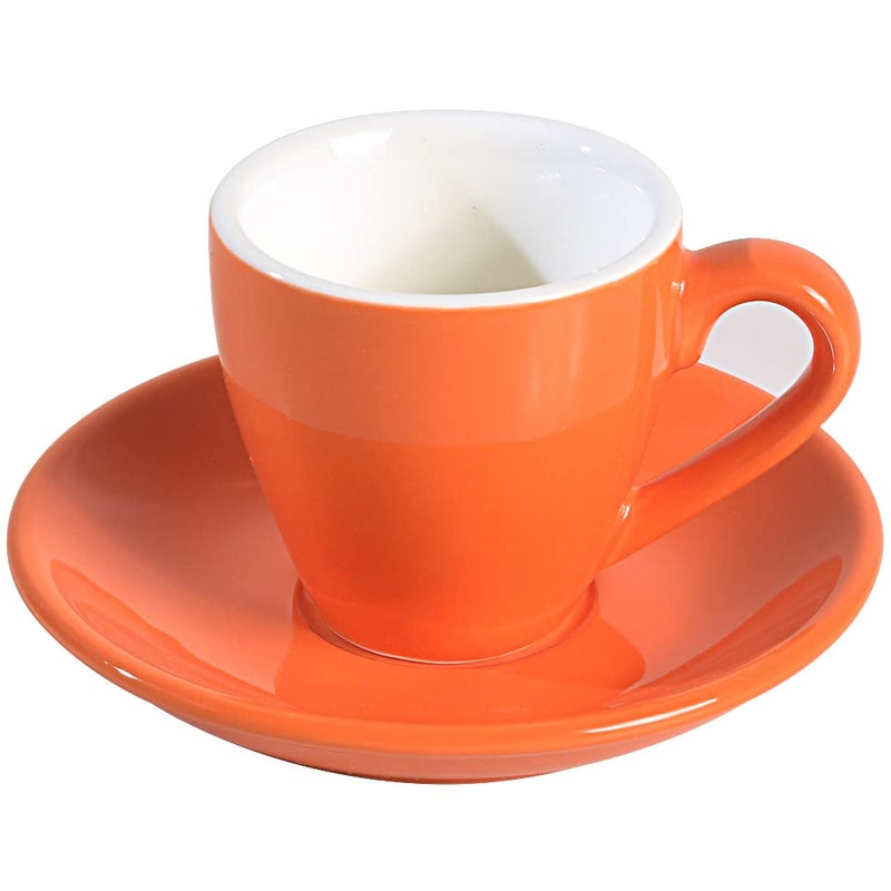 ionEgg Porcelain Espresso Cup with Saucer Espresso shot Cup 80ml27Oz Orange