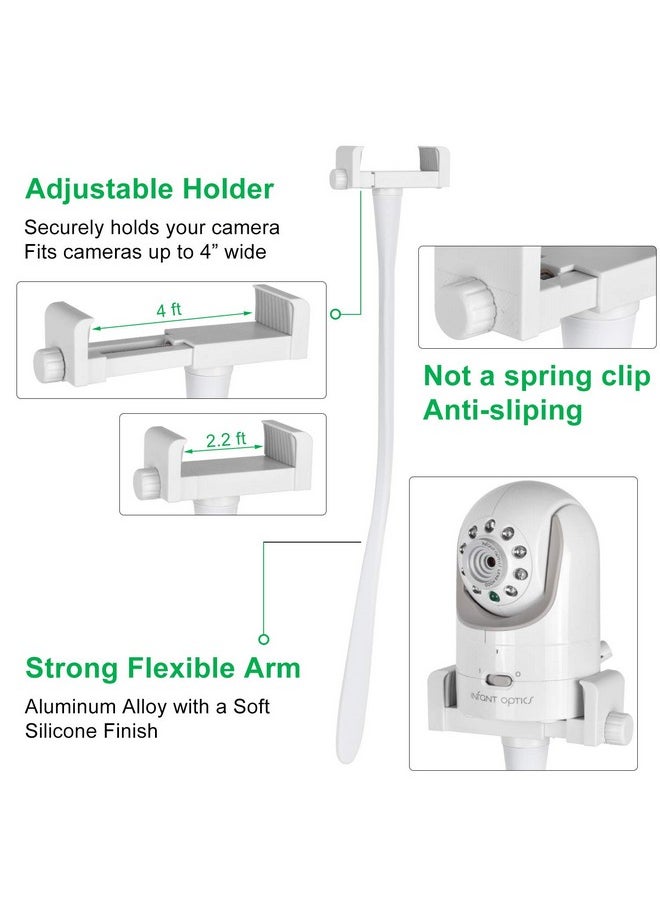 iTODOS Baby Monitor Mount Camera Shelf Compatible with Infant Optics DXR 8 & DXR-8 Pro and Most Other Baby Monitors,Universal Baby Camera Holder,Attaches to Crib Cot Shelves or Furniture (White)  - Image 4