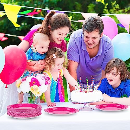 PrettyurParty PRETTY UR PARTY Pink Paper Plates, 9inch Biodegradable Round Party Plates, Disposable Paper Plates for Cakes, Dessert, Snack, Fruits, 9 inch - Pack of 20 pcs - Image 5